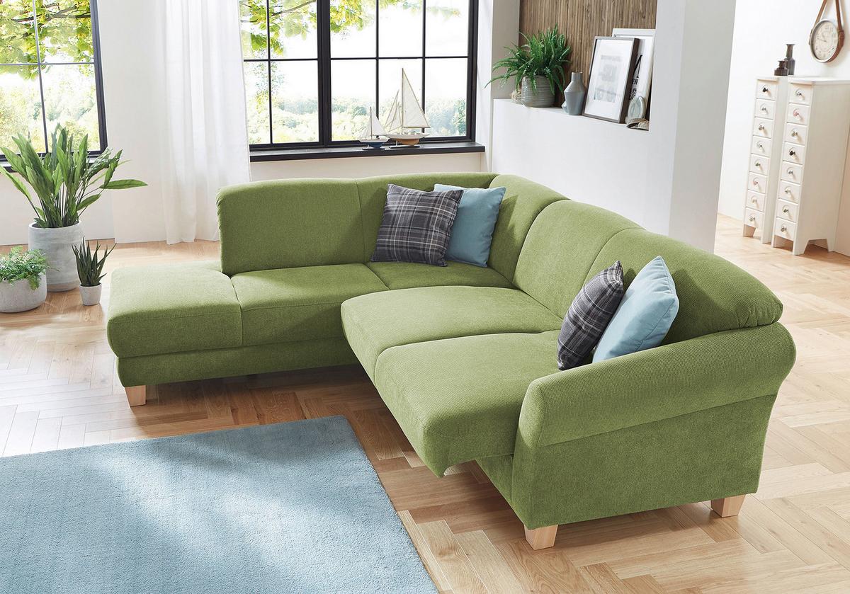 Ecksofa Gotland grün mit Bettkasten, 212x257 cm - Naturfarben/Grün, KONVENTIONELL, Textil (212/257cm) - Sit & More