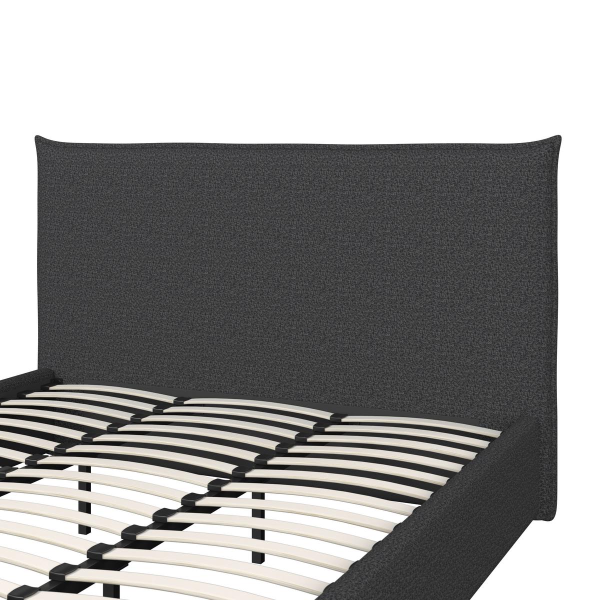 Čalúnená posteľ ALBA 180x200 cm, tmavosivá - čierna/prírodná farba, Modern, drevo/textil (180/200cm) - Bessagi Home