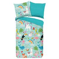Kinderbettwäsche Festen Blau Türkis 135x200 cm - Türkis/Blau, Design, Textil (135/200cm)