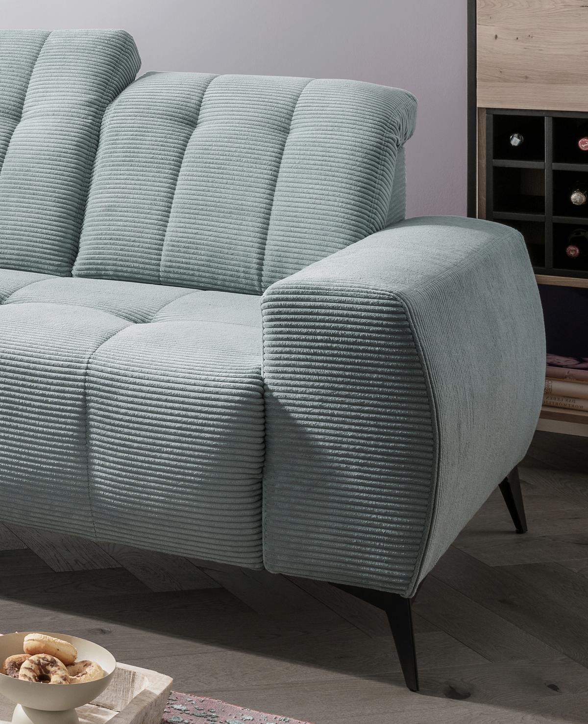 Ecksofa Mit Usb Anschluss Sano, Hellblau, S: 200x261 Cm - Schwarz/Hellblau, MODERN, Textil (200/261cm) - Livetastic