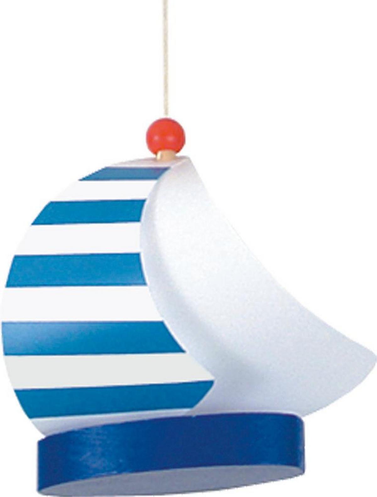 Kinderdeckenleuchte Segelboote L: 53 Cm Mit Hängenden Booten - Blau/Weiß, Trend, Holzwerkstoff/Kunststoff (53/53/10cm) - Niermann
