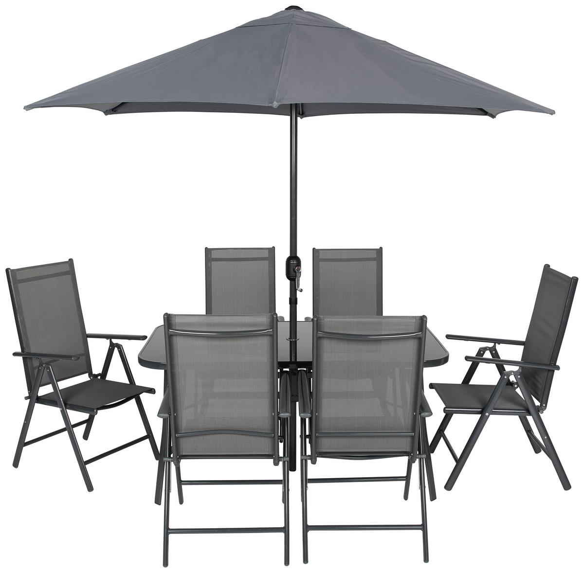 Kerti Étkezőgarnitúra Lisa - antracit/szürke, Modern, Üveg/textil - Luca Bessoni