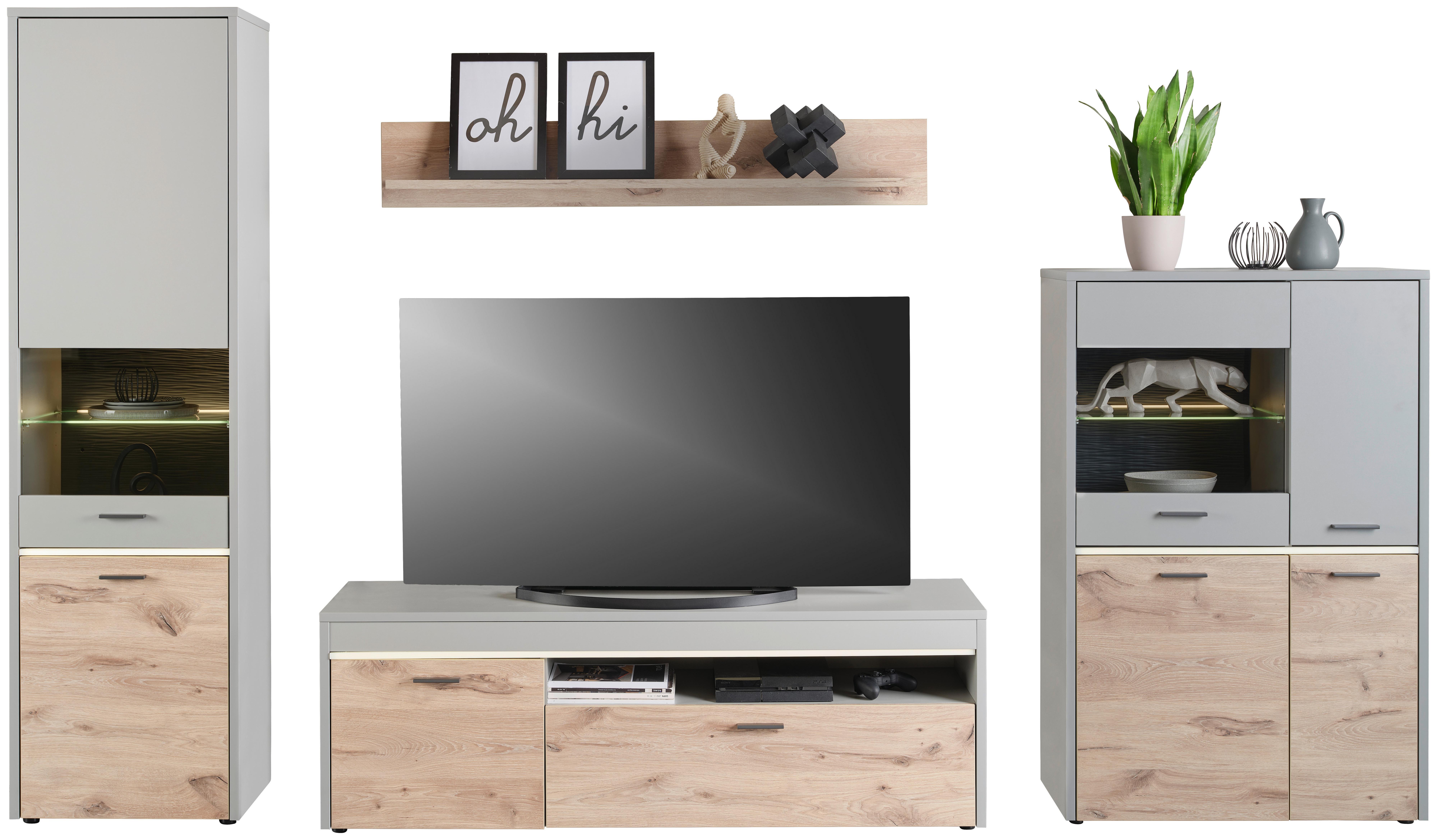Stapelprogramm Dynamic - Hellgrau, MODERN, Glas/Holzwerkstoff (310/191/50cm)