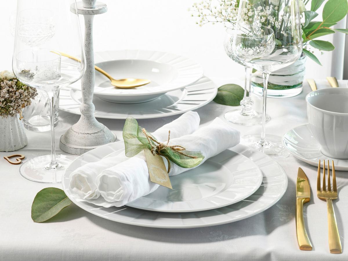 Kombiservice Porzellan 6 Personen Geschirr Set - Weiß, Basics, Keramik - Creatable