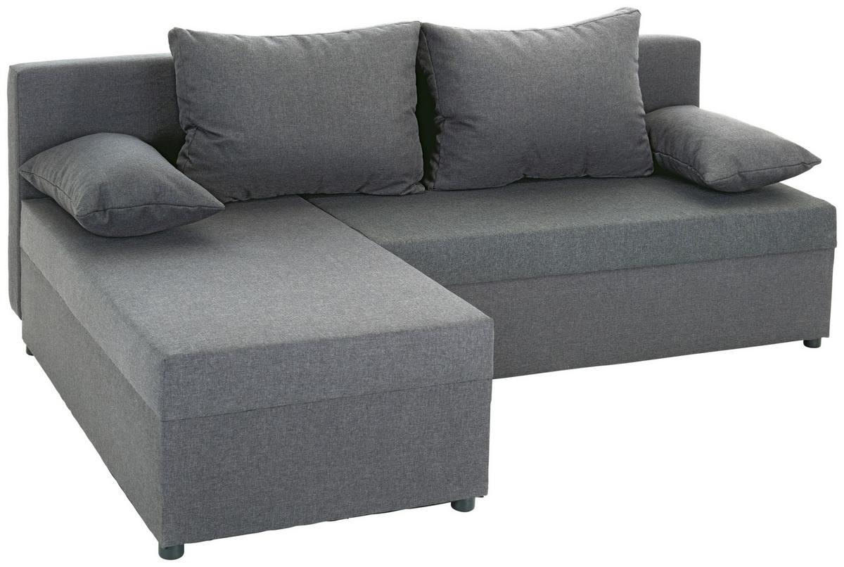 Ecksofa Mit Schlaffunktion Jon Grau 195x147 Cm - Schwarz/Grau, Design, Textil (195/147cm) - P & B