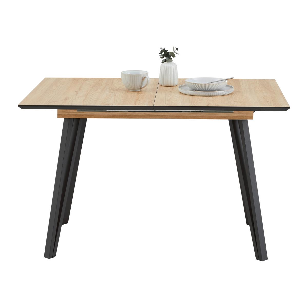 Esstisch Ausziehbar Ascona 120-160x75x80 Cm Eiche - Schwarz/Eiche Artisan, Trend, Holz/Metall (120-160/75/80cm)