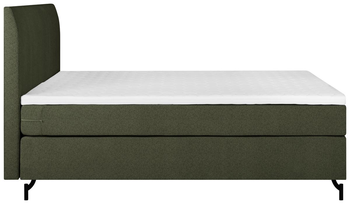 Boxspringbett Linz 140x200 cm D.grün inkl. Topper - Dunkelgrün/Schwarz, MODERN, Textil (140/200cm) - MID.YOU
