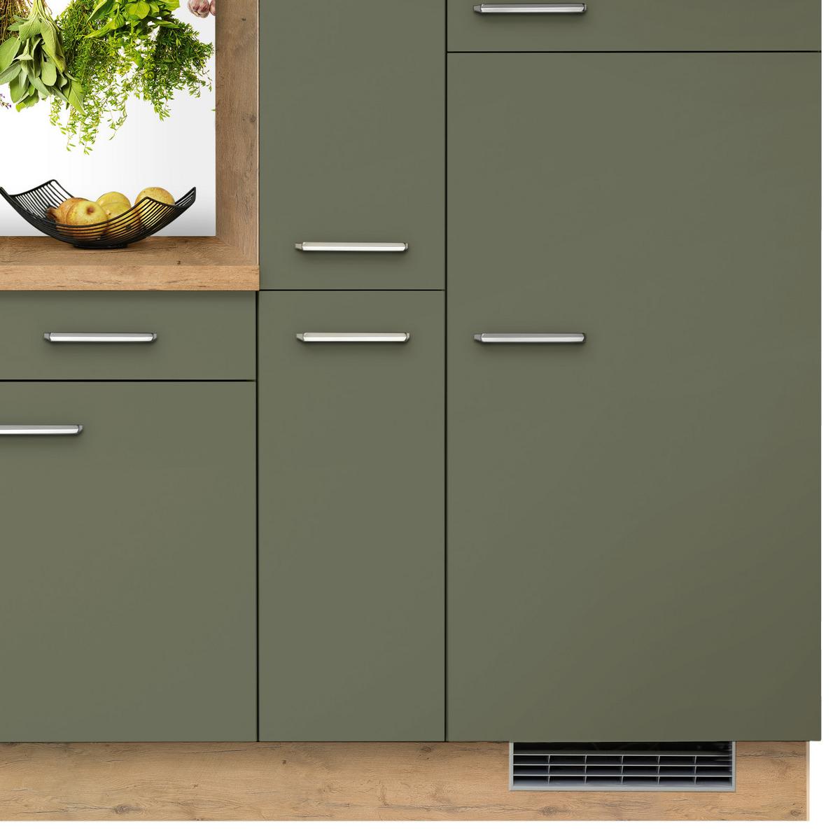 Küchenzeile Ip1200 mit Geräte B: 310 cm Terra Opal/Eiche - Eichefarben, Basics, Holzwerkstoff (310cm) - Impuls