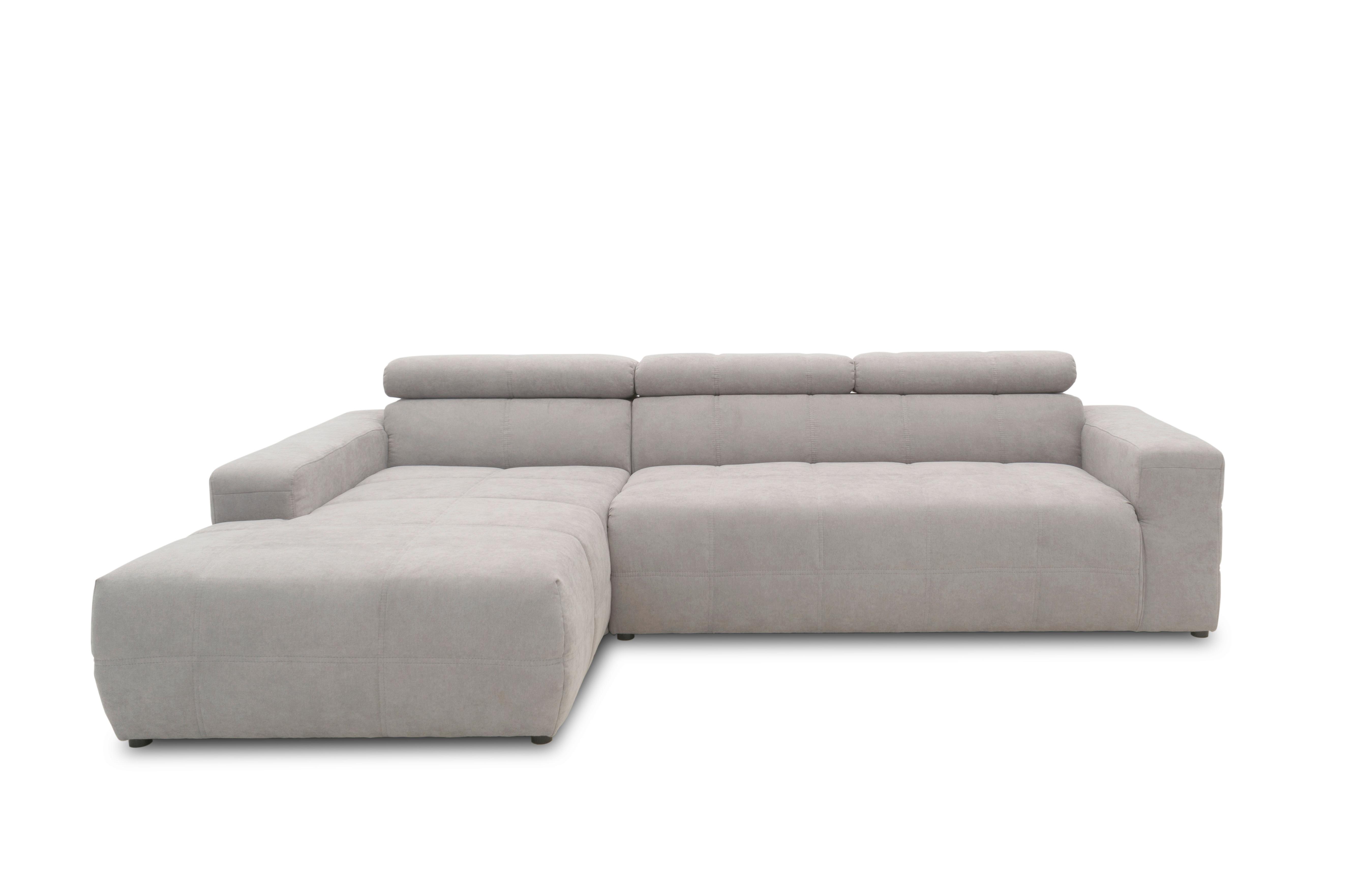 Ecksofa Mit Sitztiefen- Verstellung Brandon Silbern - Silberfarben/Schwarz, Design, Textil (175/285cm) - MID.YOU