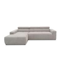 Ecksofa Mit Sitztiefen- Verstellung Brandon Silbern - Silberfarben/Schwarz, Design, Textil (175/285cm) - MID.YOU