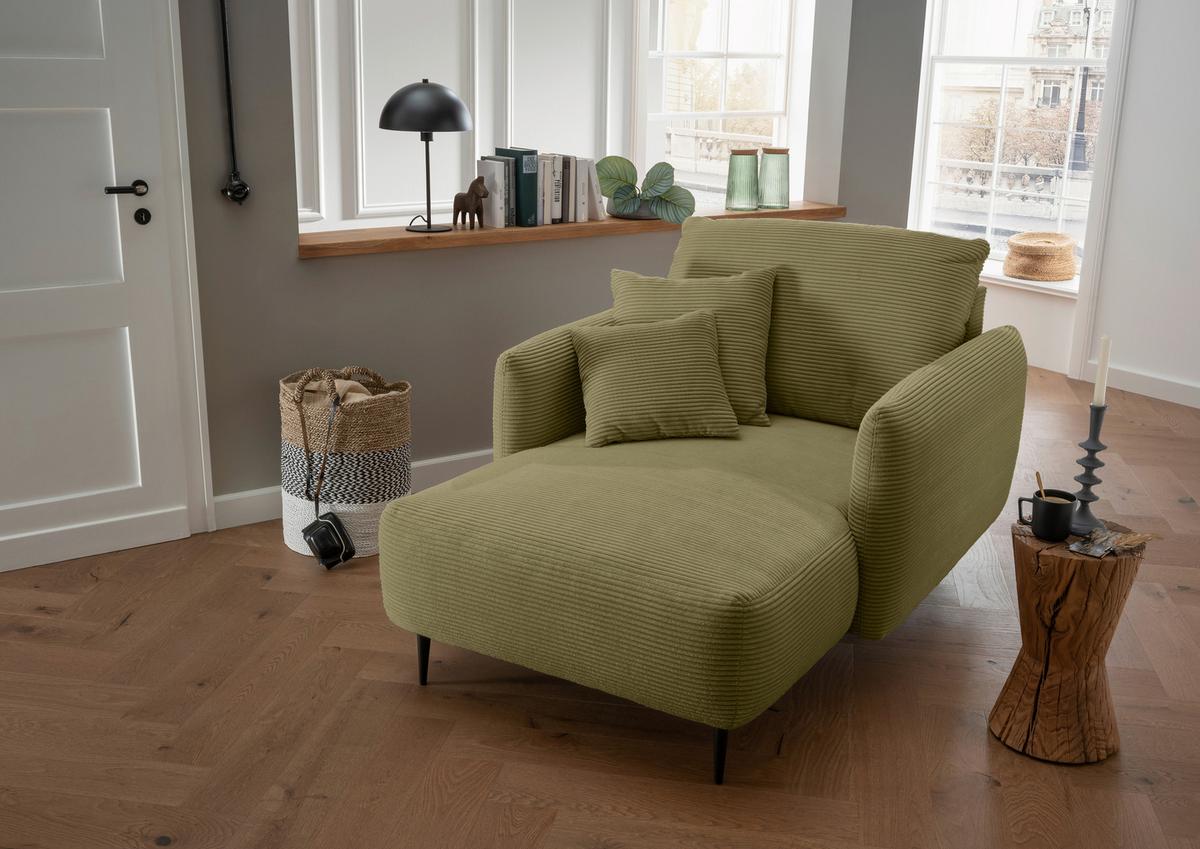 XXL-Sessel Vanilla, Olivgrün B: 112 cm - Schwarz/Olivgrün, Design, Textil (112/95/158cm) - Livetastic