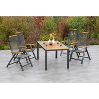 Gartentisch ausziehbar Tilos Echtholz L: 150cm - Schwarz/Akaziefarben, KONVENTIONELL, Holz/Metall (150-200/90	90/75cm) - Gardenson