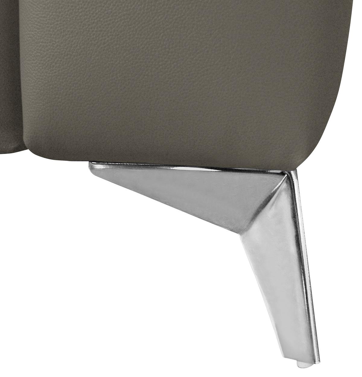 Ecksofa Mondo Schlammfarben S: 208x286 Cm - Chromfarben/Schlammfarben, Design, Leder/Textil (208/286cm) - Livetastic