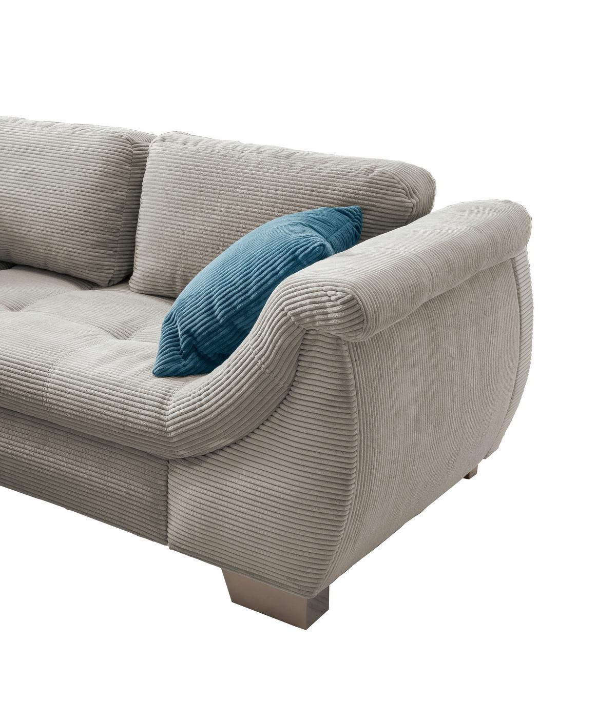 Ecksofa mit Schlaffunktion Flora Silberfarben Cord - Silberfarben/Petrol, Design, Textil (190/250cm) - MID.YOU