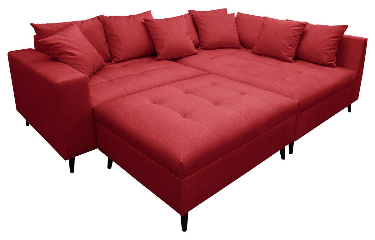 Ecksofa Pruno, Rot S: 247x174 Cm - Rot/Schwarz, Design, Textil (247/174cm) - MID.YOU