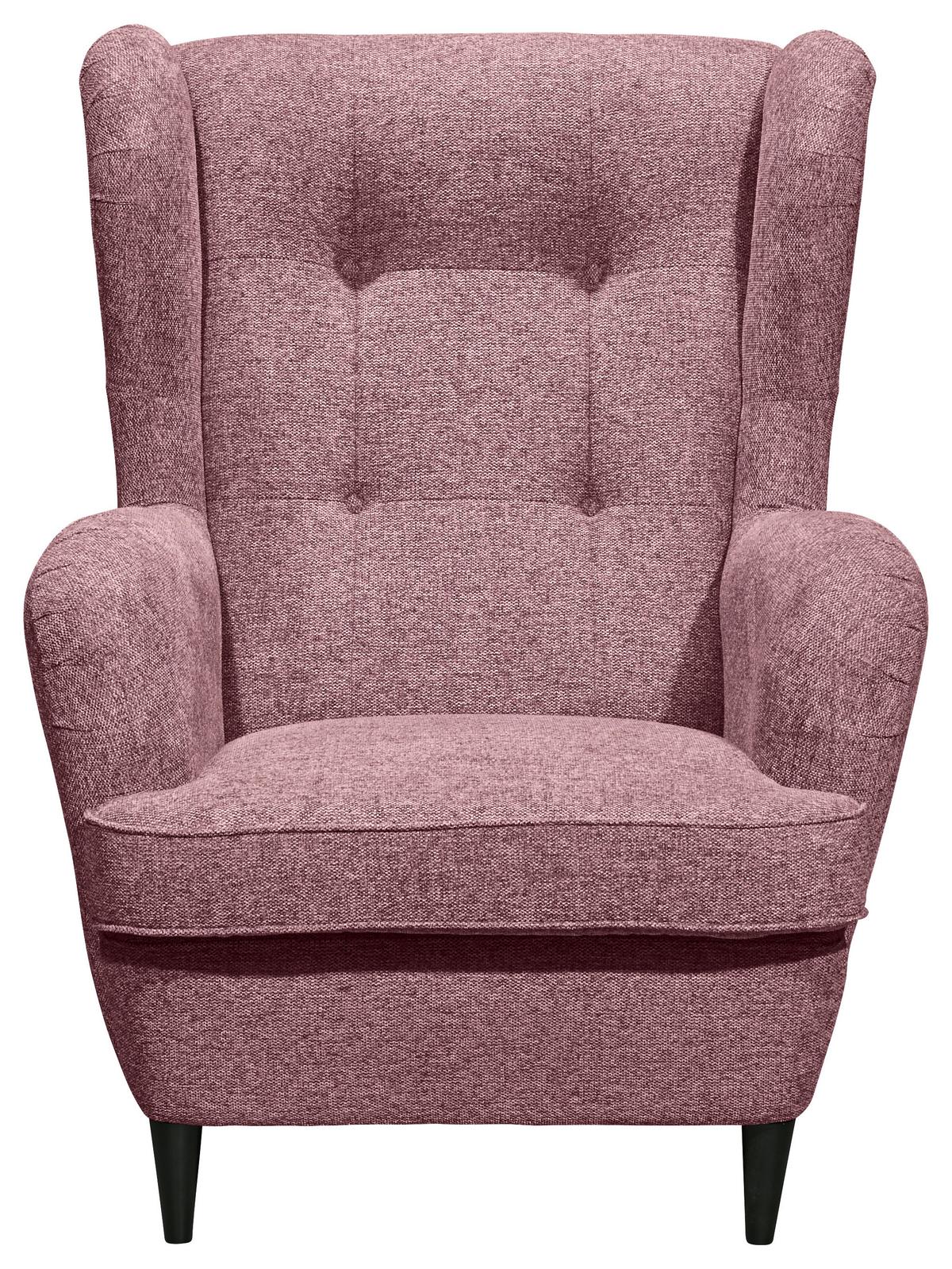 Ohrensessel Oskar Webstoff Rosa - Schwarz/Rosa, Basics, Holzwerkstoff/Textil (78/102/98cm) - MID.YOU