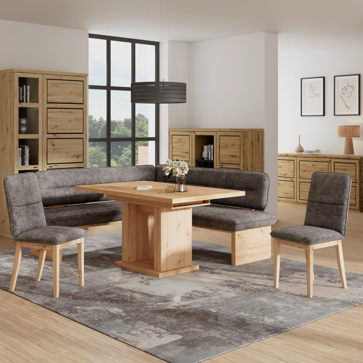 Eckbank Beluna Ii Webstoff Grau, B: 170cm - Eichefarben/Grau, KONVENTIONELL, Holz/Textil (170/232cm) - James Wood