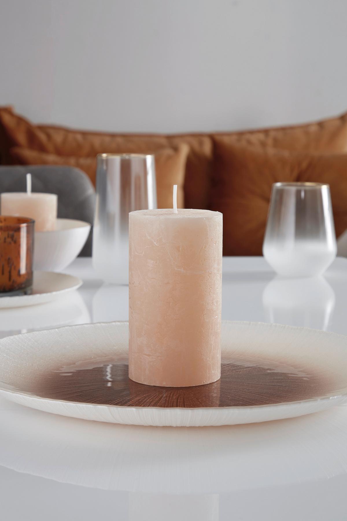 Stumpenkerze Saphira Creme D/H: 6,8/12 cm - Hellbraun/Creme, Basics (6,8/12cm) - Ondega