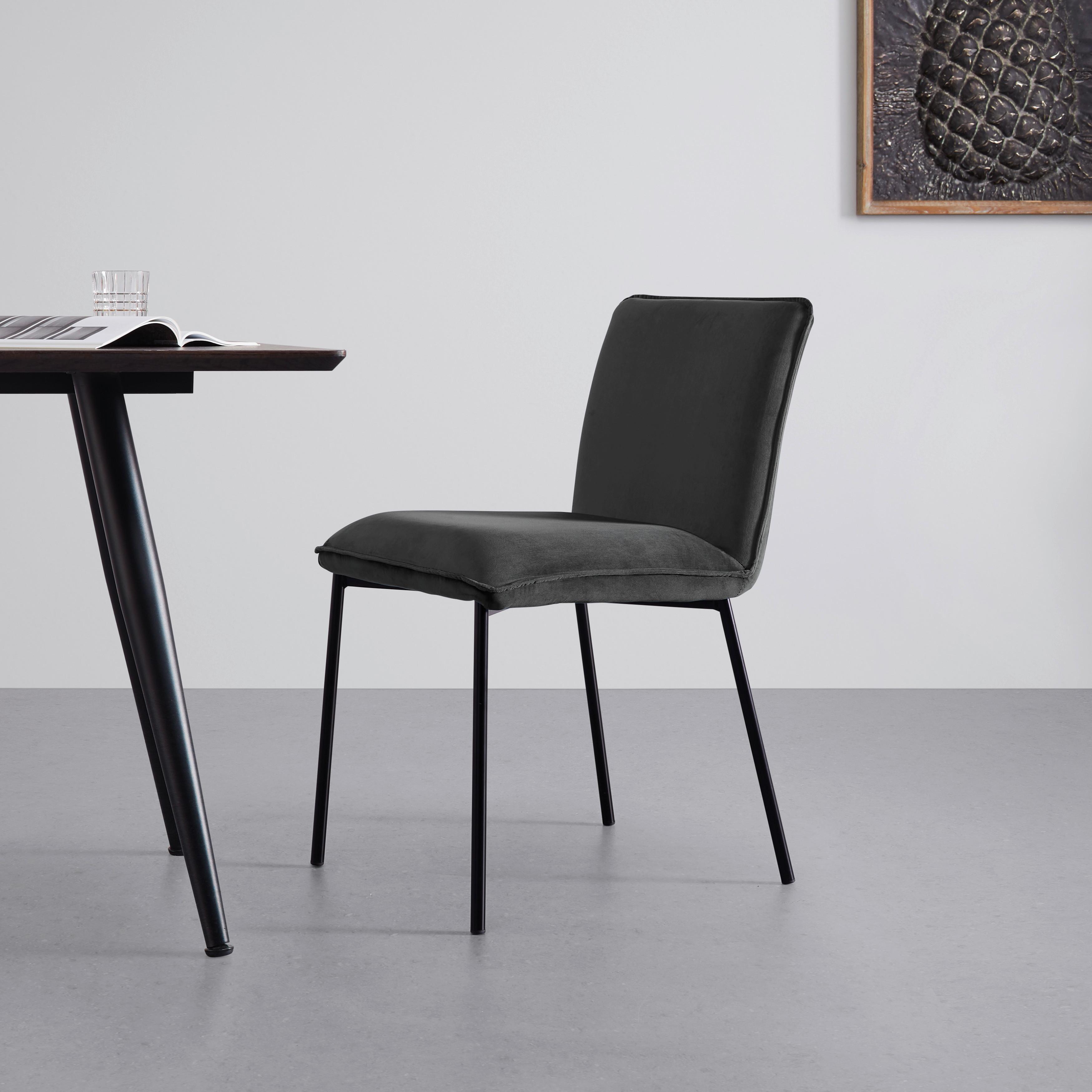 Stolička DARLA tmavosivá - čierna/tmavosivá, Modern, kov/drevo (49/81/55cm) - Bessagi Home