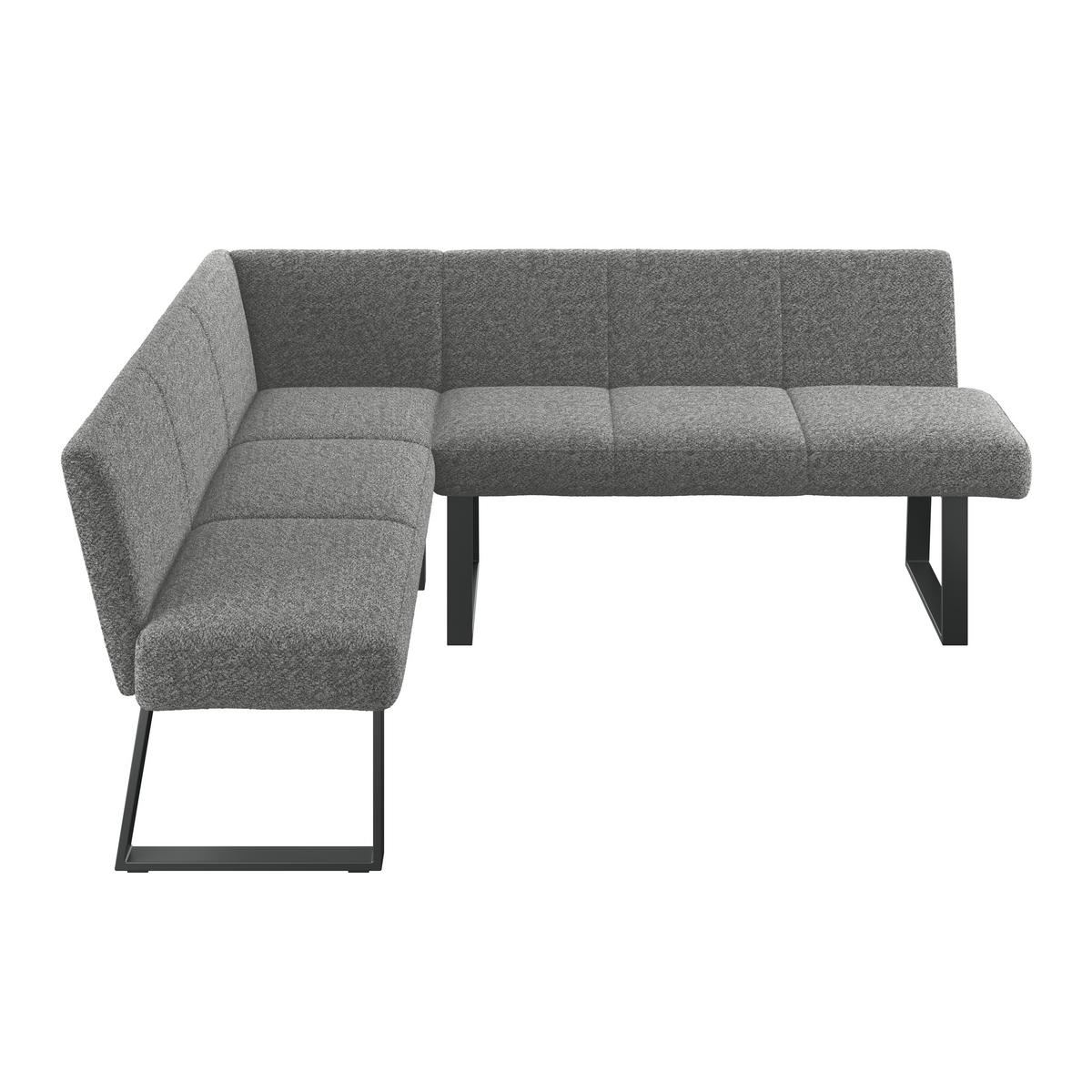 Eckbank Grau Polyester/Eisen Terri ca. 150x190 cm - Schwarz/Grau, MODERN, Textil/Metall (150/190cm) - MID.YOU