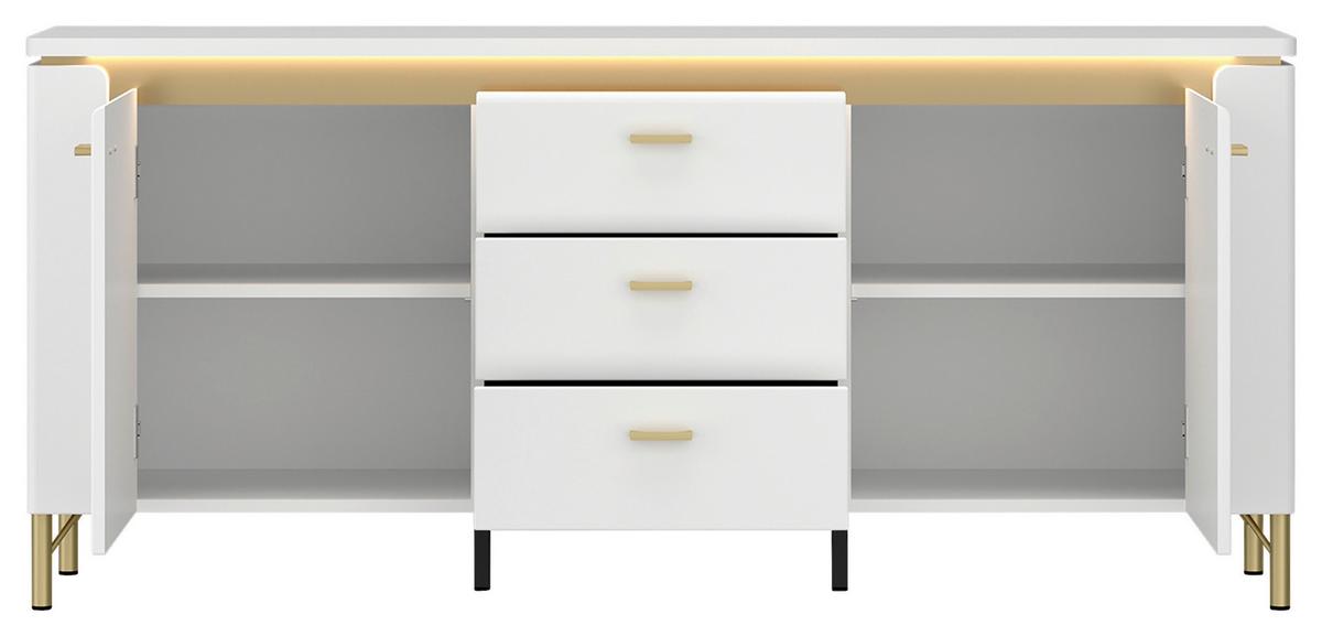 Tv-elem Lazio - arany/fehér, Trend, faalapú anyag (155,3/70/40cm)