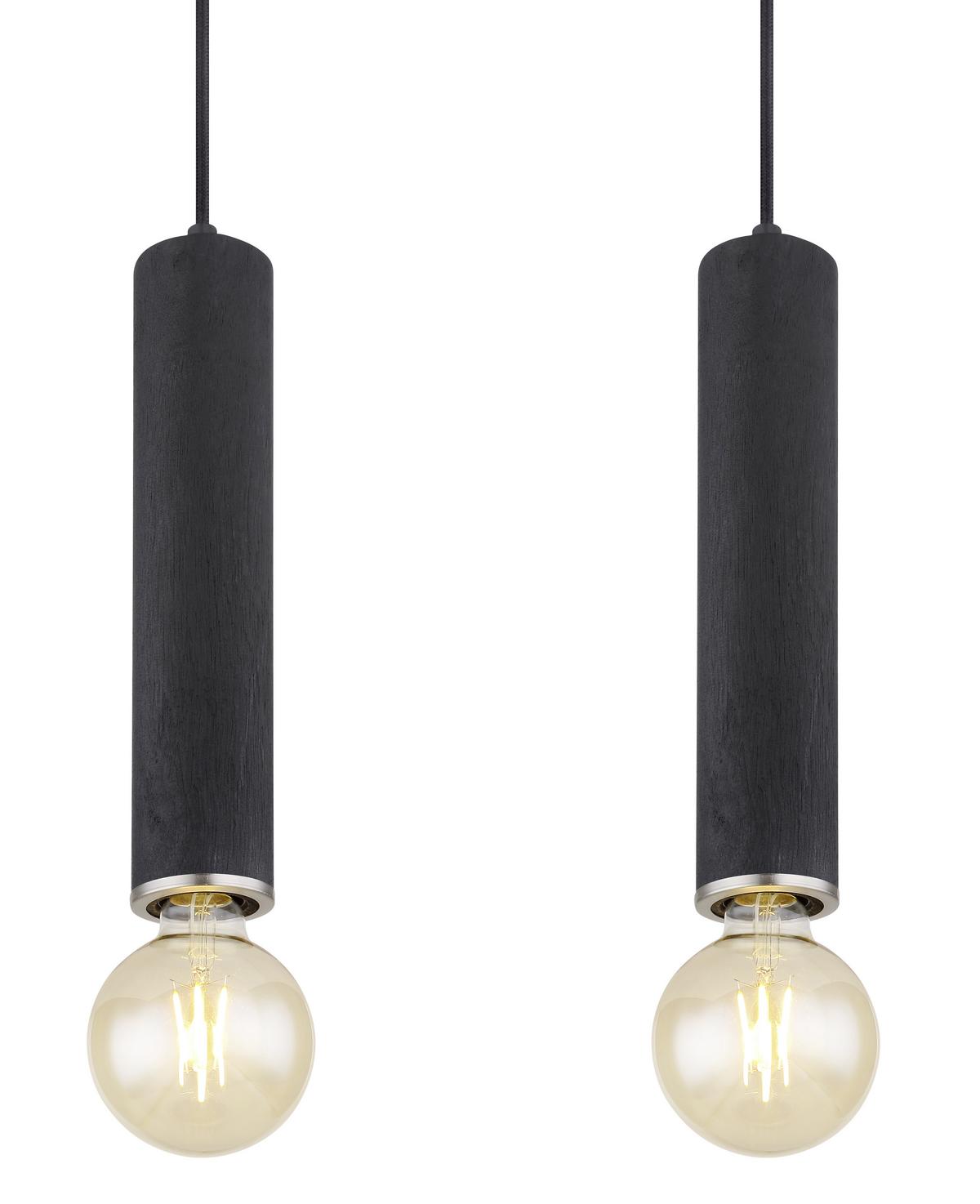 Hängeleuchte Marion H: 120 cm 4-Flammig - Schwarz/Nickelfarben, Basics, Holz/Textil (93/10/120cm) - Globo