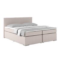 Posteľ Boxspring NERO PL: 180/200 cm, béžová - chrómová/béžová, Konventionell, kov/textil (180/200cm)