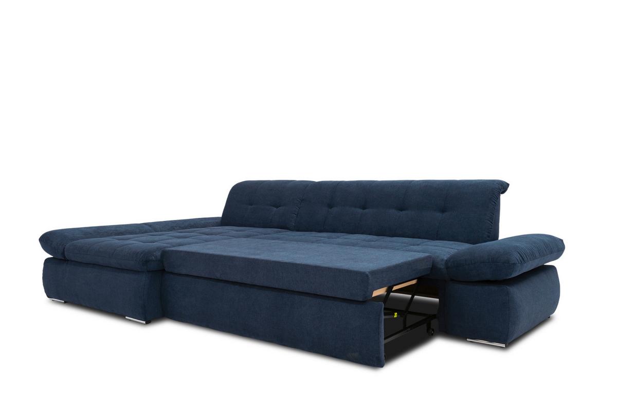 Ecksofa Mit Schlaffunktion Moric Dunkelblau Mikrofaser - Chromfarben/Dunkelblau, KONVENTIONELL, Textil (172/300cm) - MID.YOU