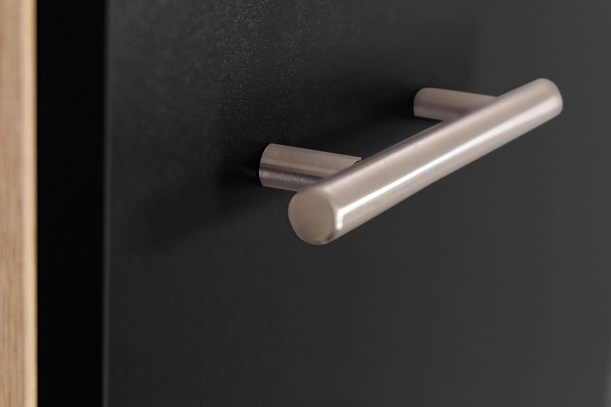 Hochschrank Merle Schwarz, Eiche Dekor B: 120 cm - Eichefarben/Schwarz, Basics, Holzwerkstoff (120/144,9/60cm) - Respekta