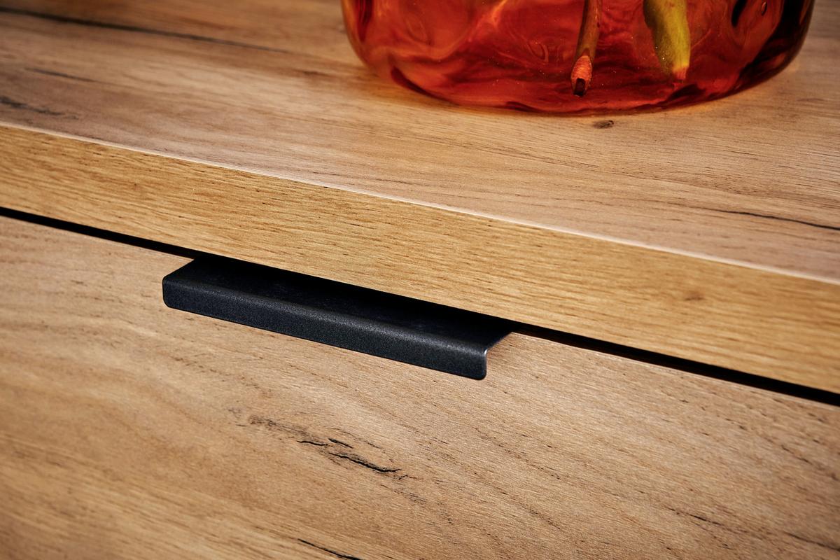 Lowboard Loop TV 180 B: 180 cm Kerneiche - Eichefarben/Anthrazit, KONVENTIONELL, Holzwerkstoff/Metall (180/45/40cm) - Livetastic