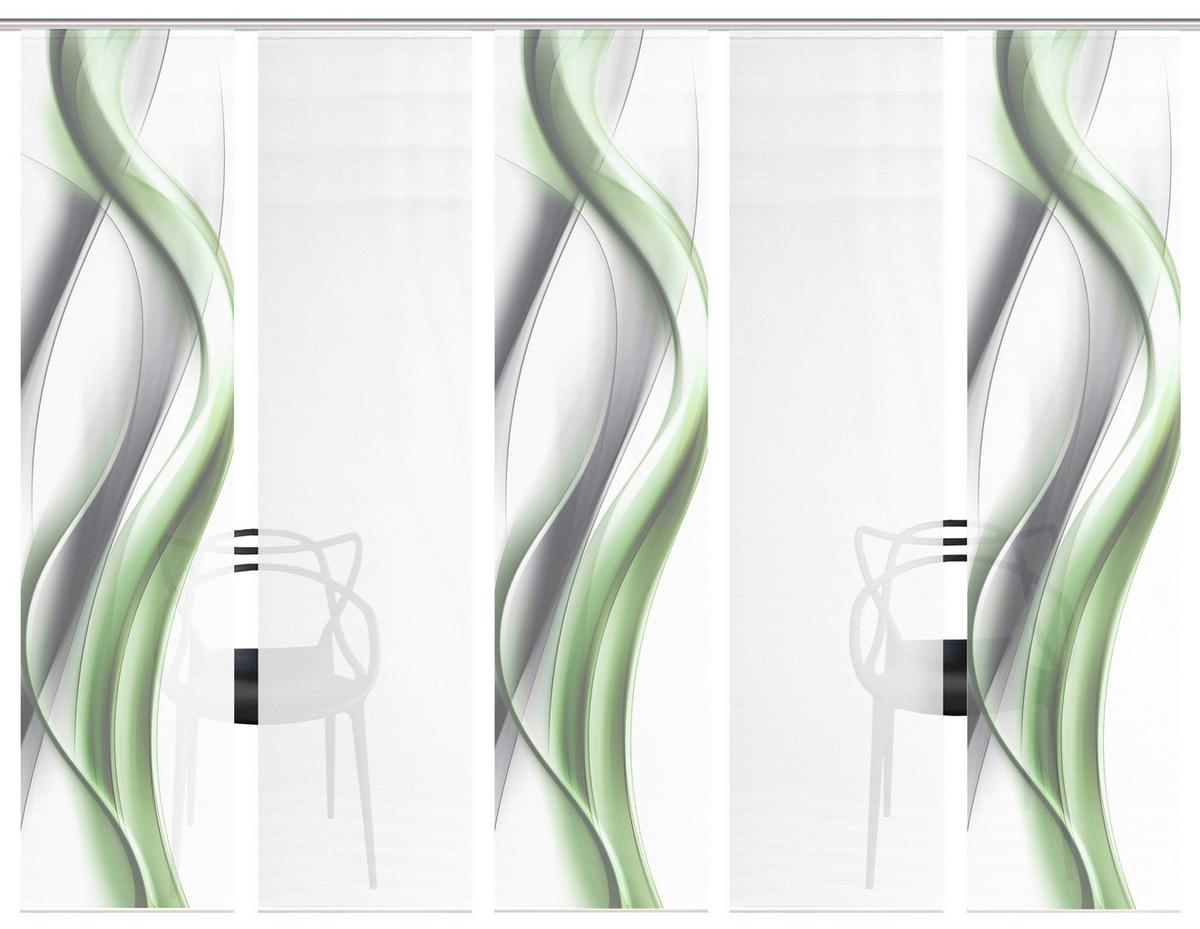 Flächenvorhang Cara 5er Set - Weiß/Grau, Design, Textil (60/260cm)