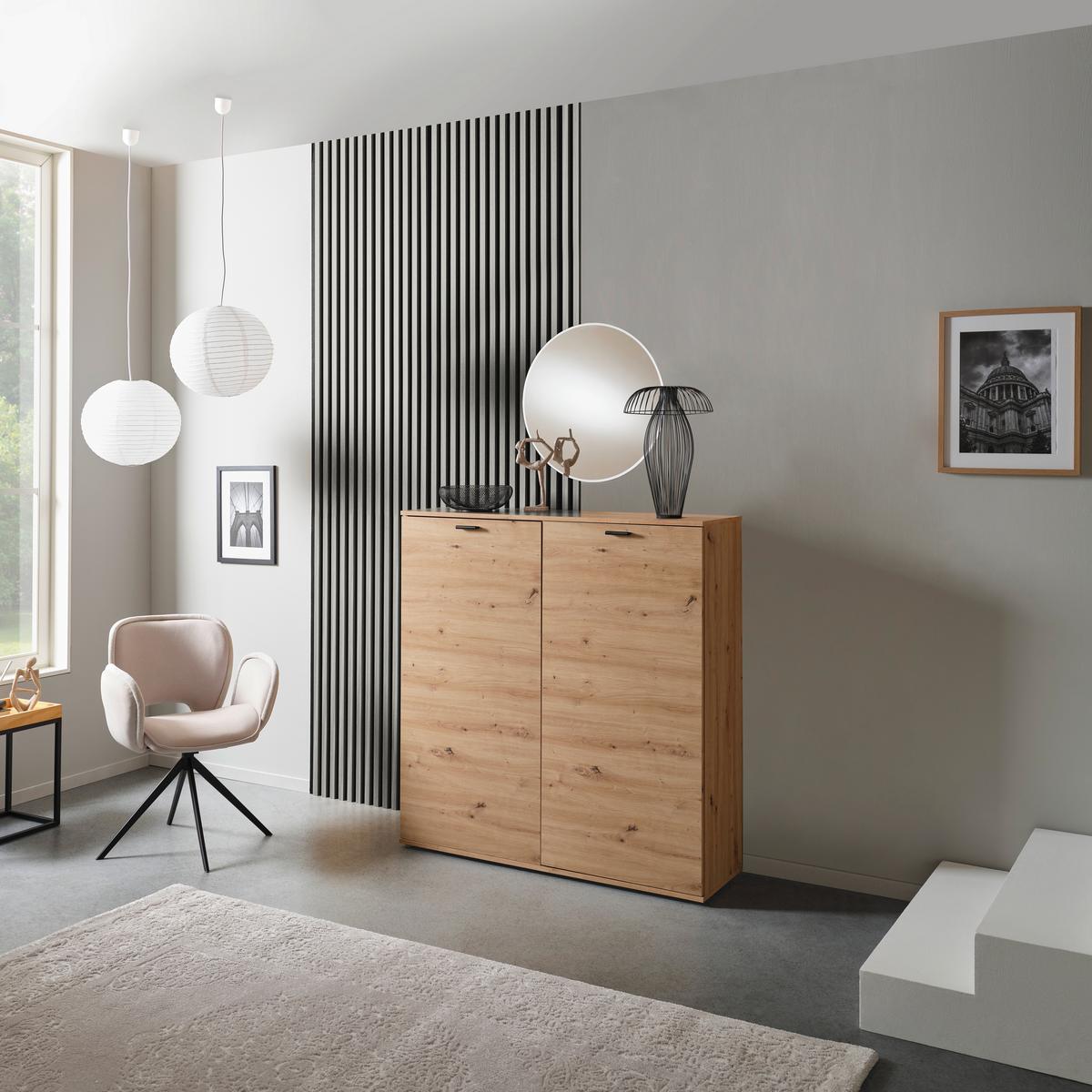 Akustikpaneel Josef - Eichefarben/Weiß, MODERN, Holzwerkstoff/Kunststoff (90/60/2cm)