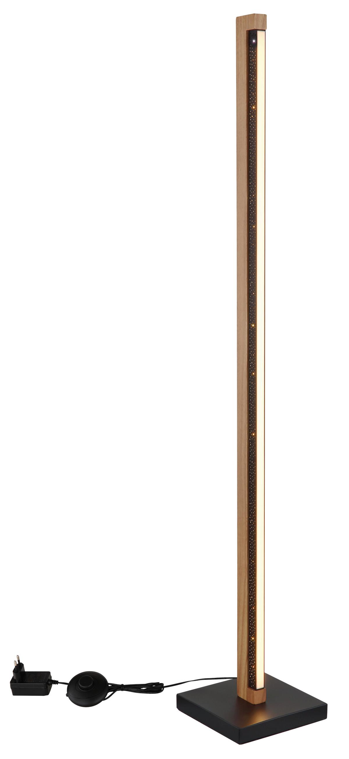 LED-Stehleuchte 67849s - Dunkelbraun/Schwarz, Natur, Holz/Kunststoff (18/18/113cm) - Globo