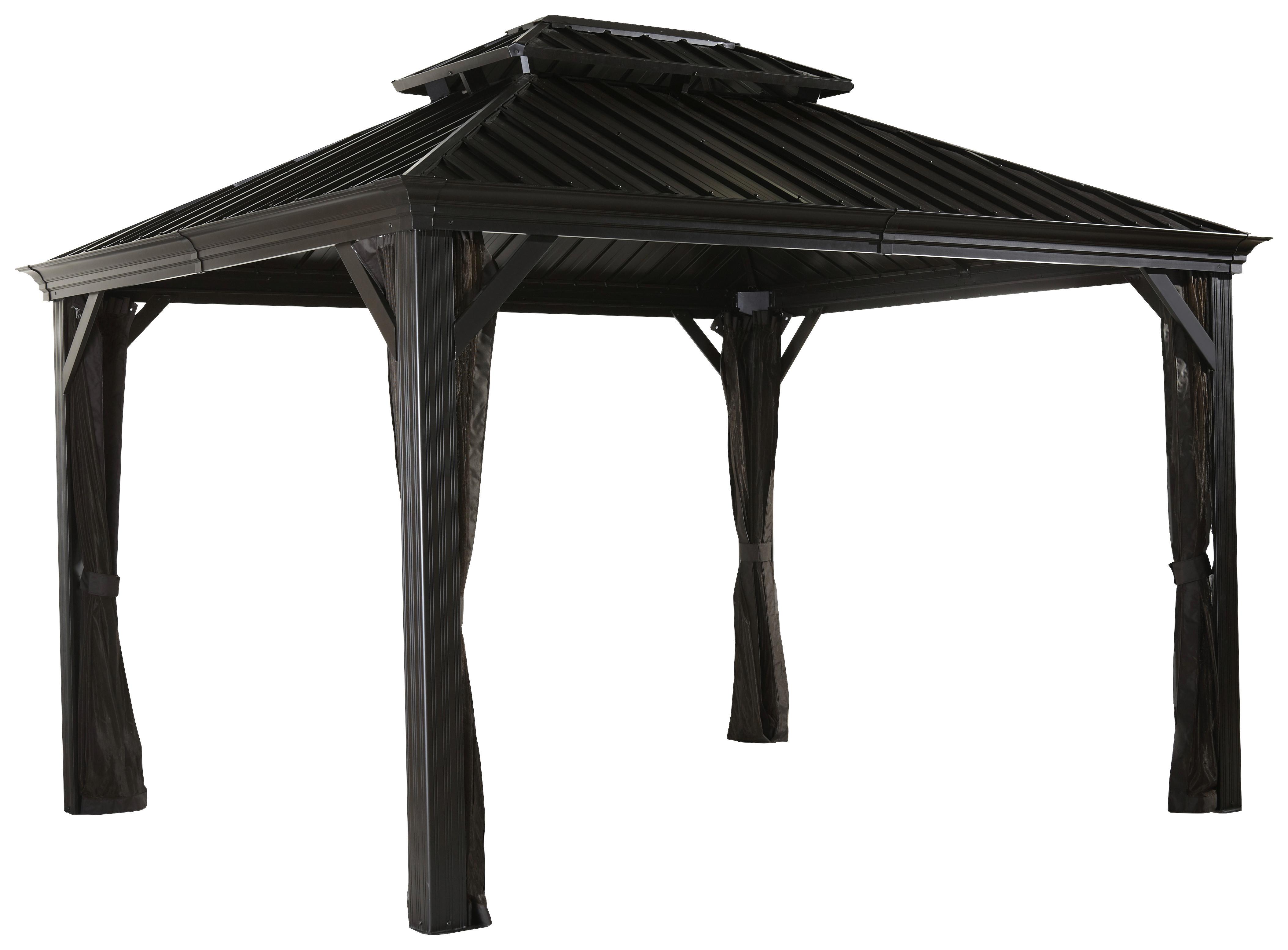 Pavillon Messina 369x298 Cm Wetterfest Gartenpavillon - Anthrazit, Basics, Metall (369/291/298cm)
