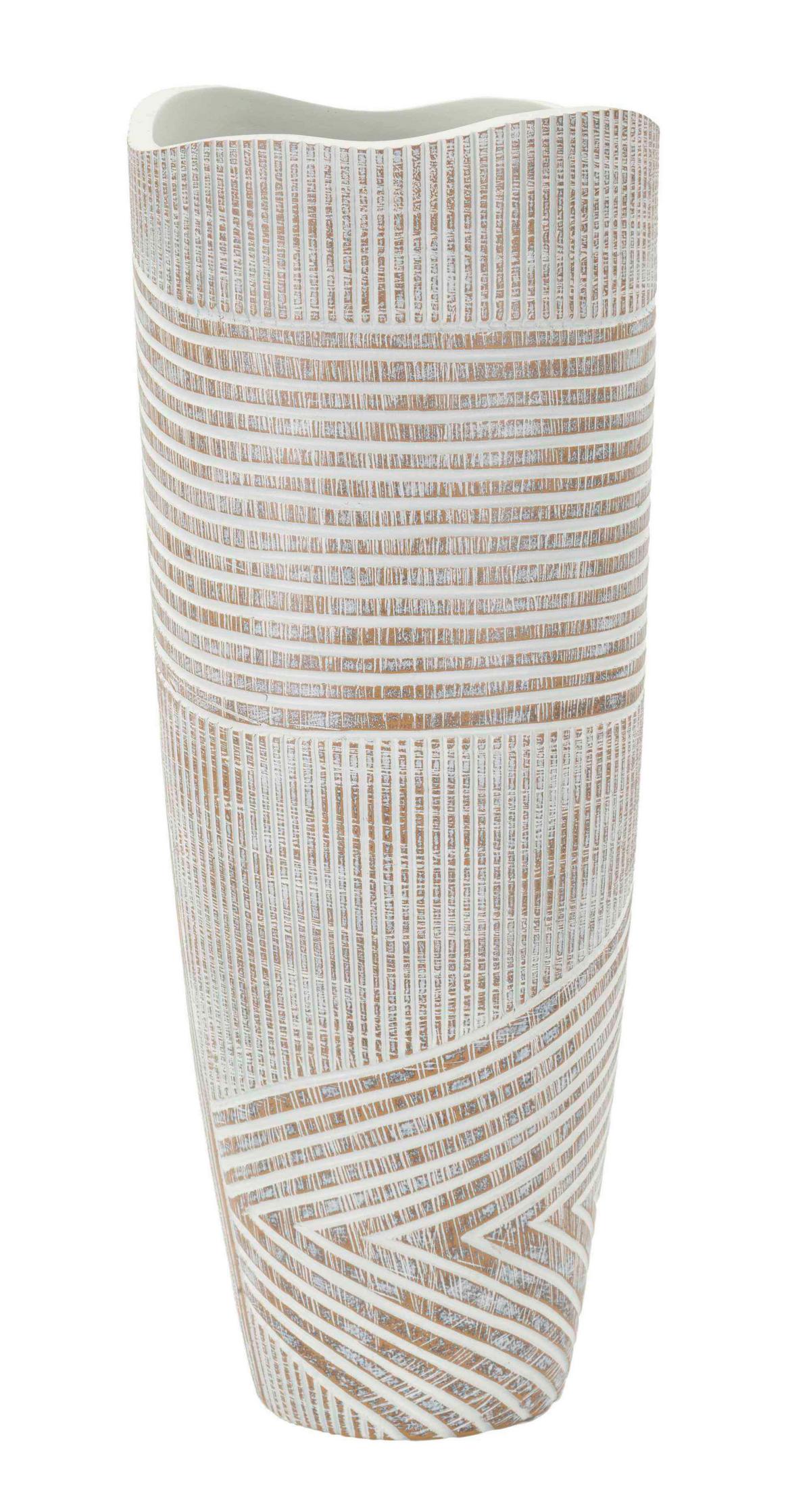 Vase Resin Wood Weiß B: 18 Cm - Weiß, Basics, Kunststoff (18/45/18cm)