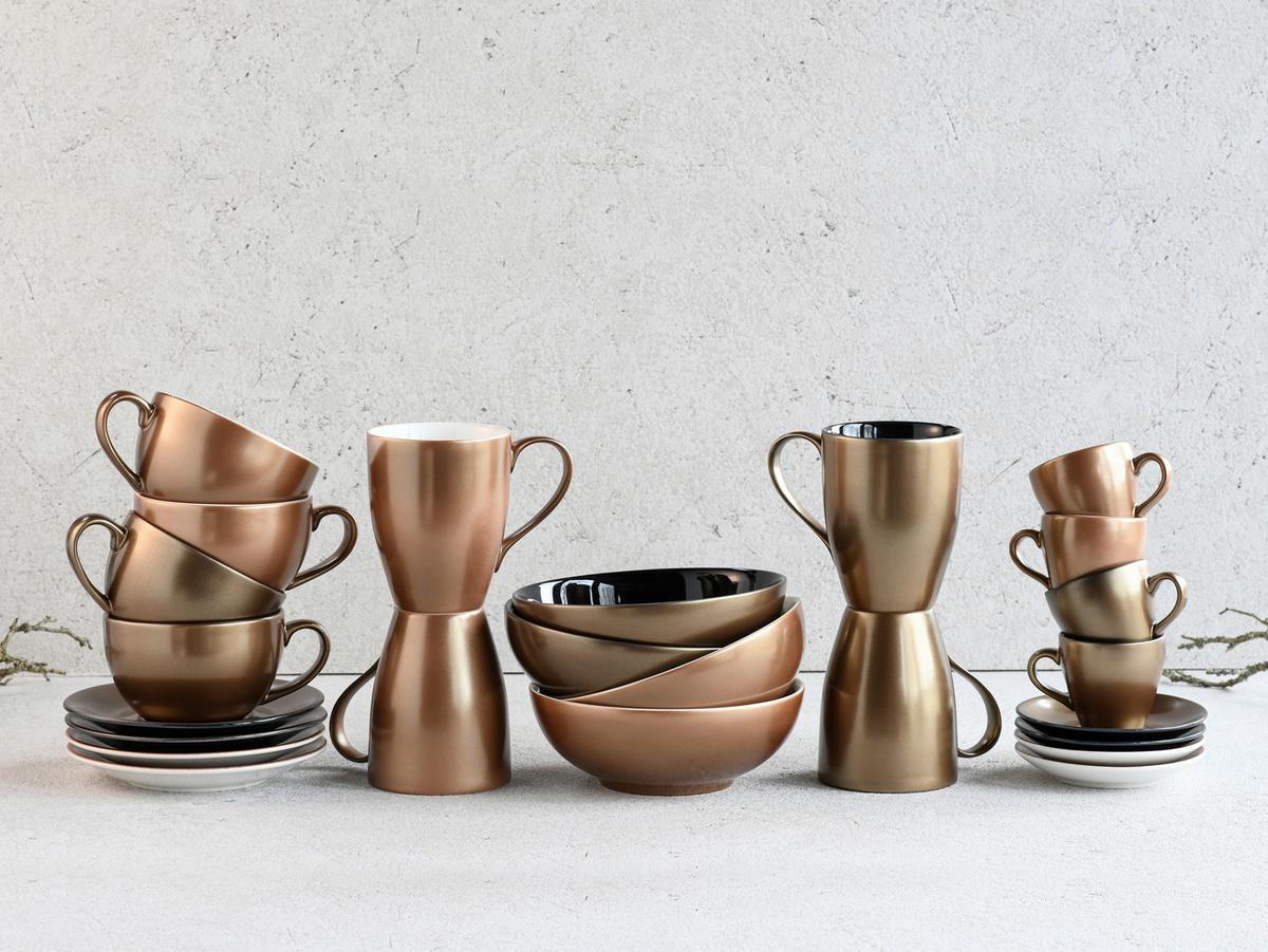 Creatable Tassenset Aus Keramik 300 ml, 4 Stk. Goldfarben/Schwarz online  kaufen ➤ Möbelix