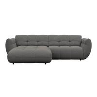 Ecksofa Panda Chenille grau, 178x280cm - Dunkelgrün/Schwarz, Trend, Textil (178/280cm)