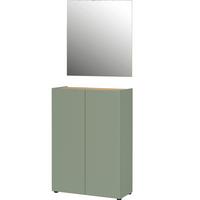 Garderobe Alviano Grün/Eiche Dekor 2-teilig - Eichefarben/Grün, Design, Glas/Holzwerkstoff (74/200/33cm) - Germania