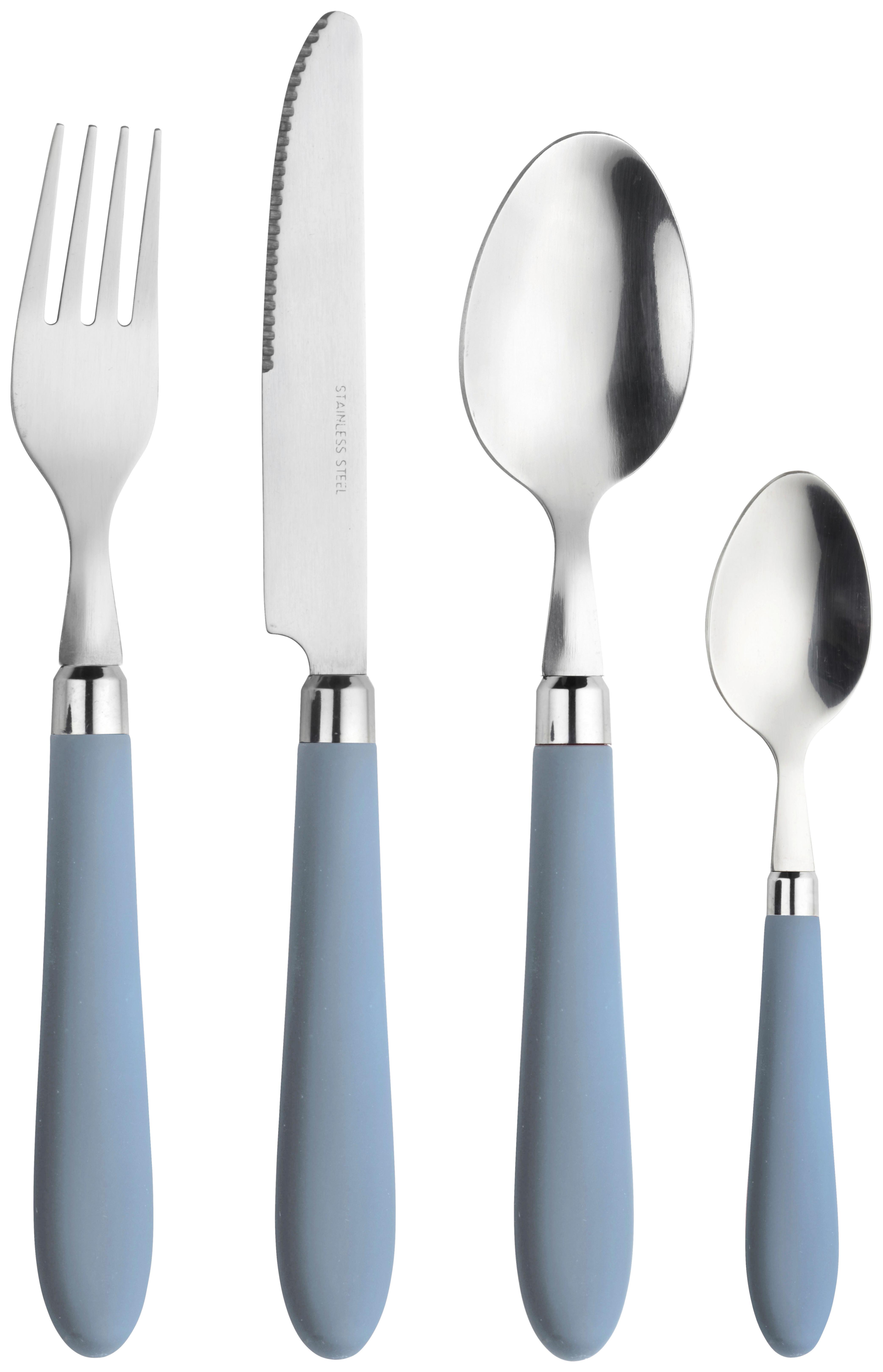 Besteckset Daisy Light Blue Pastellblau/Edelstahlfarben