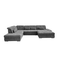 Wohnlandschaft Dalida Anthrazit U: 254x376x195 Cm - Chromfarben/Anthrazit, Design, Textil (254/376/195cm) - Livetastic