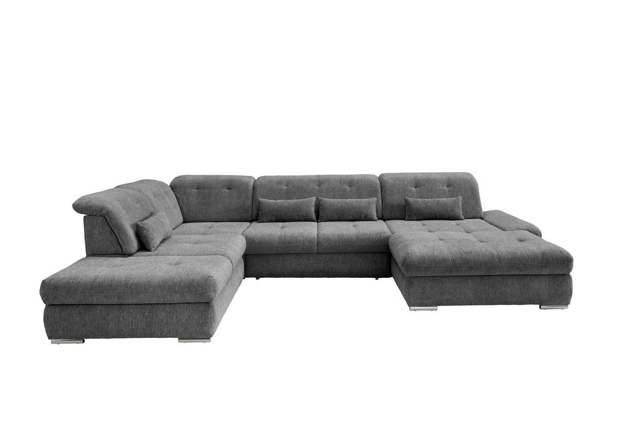 Wohnlandschaft Dalida Anthrazit U: 254x376x195 Cm - Chromfarben/Anthrazit, Design, Textil (254/376/195cm) - Livetastic