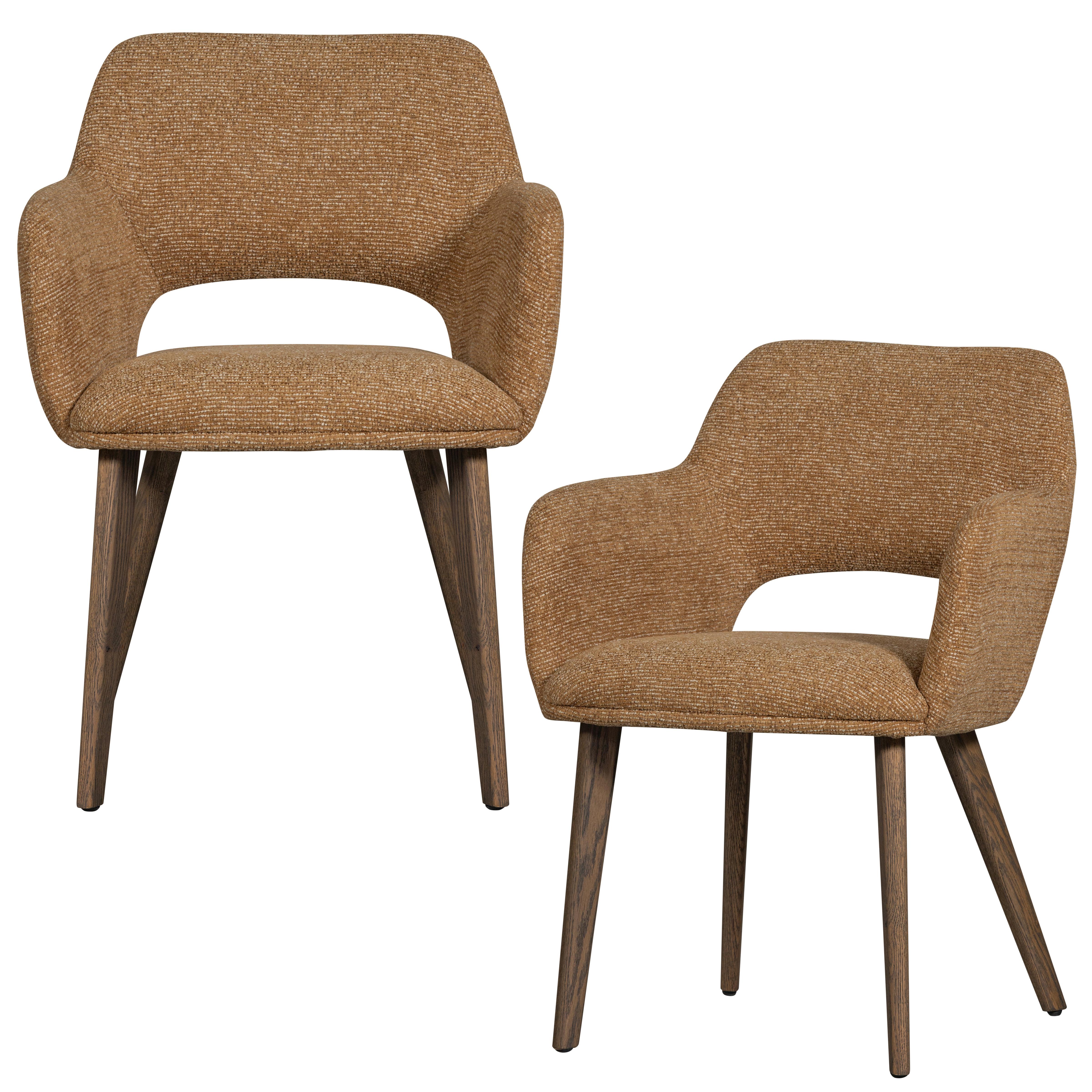 Armlehnstuhl-Set Murat Braun/Gelb B: 61cm - Gelb/Braun, MODERN, Holz/Textil (61/86/60cm) - Livetastic