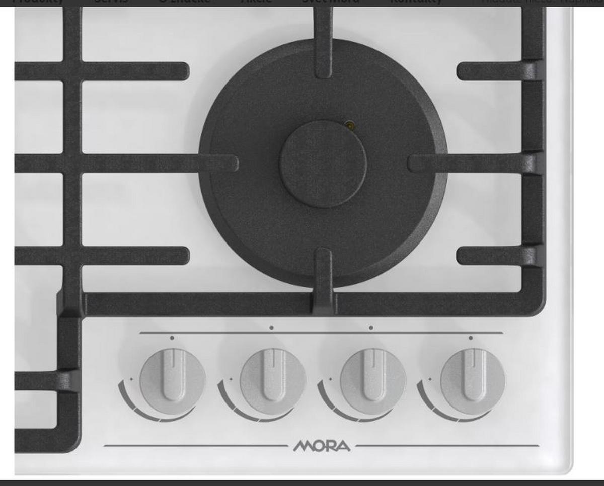 Plynová varná doska Mora VDP645GW7 - biela, Modern, sklo (60/13/52cm) - Mora