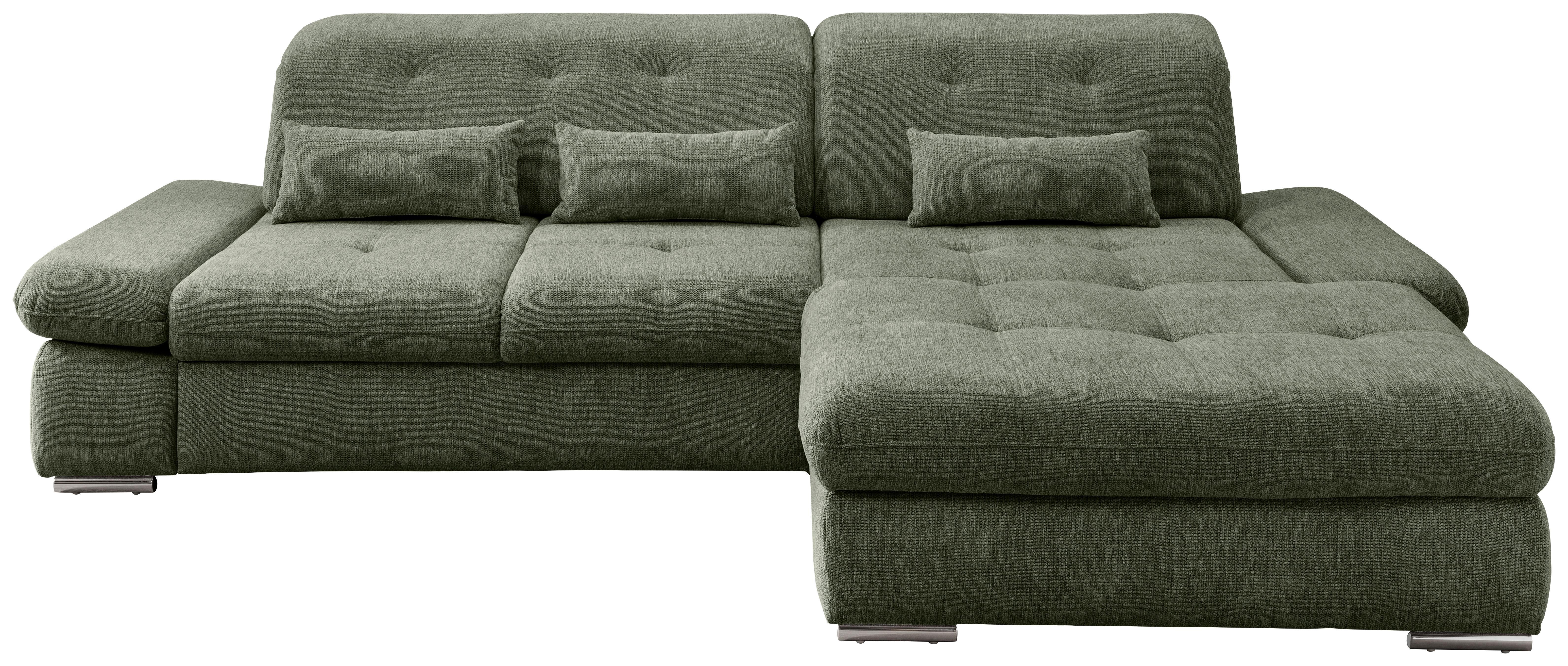Ecksofa Dalida Dunkelgrün S: 300x196cm - Chromfarben/Dunkelgrün, MODERN, Textil (300/196cm) - Livetastic