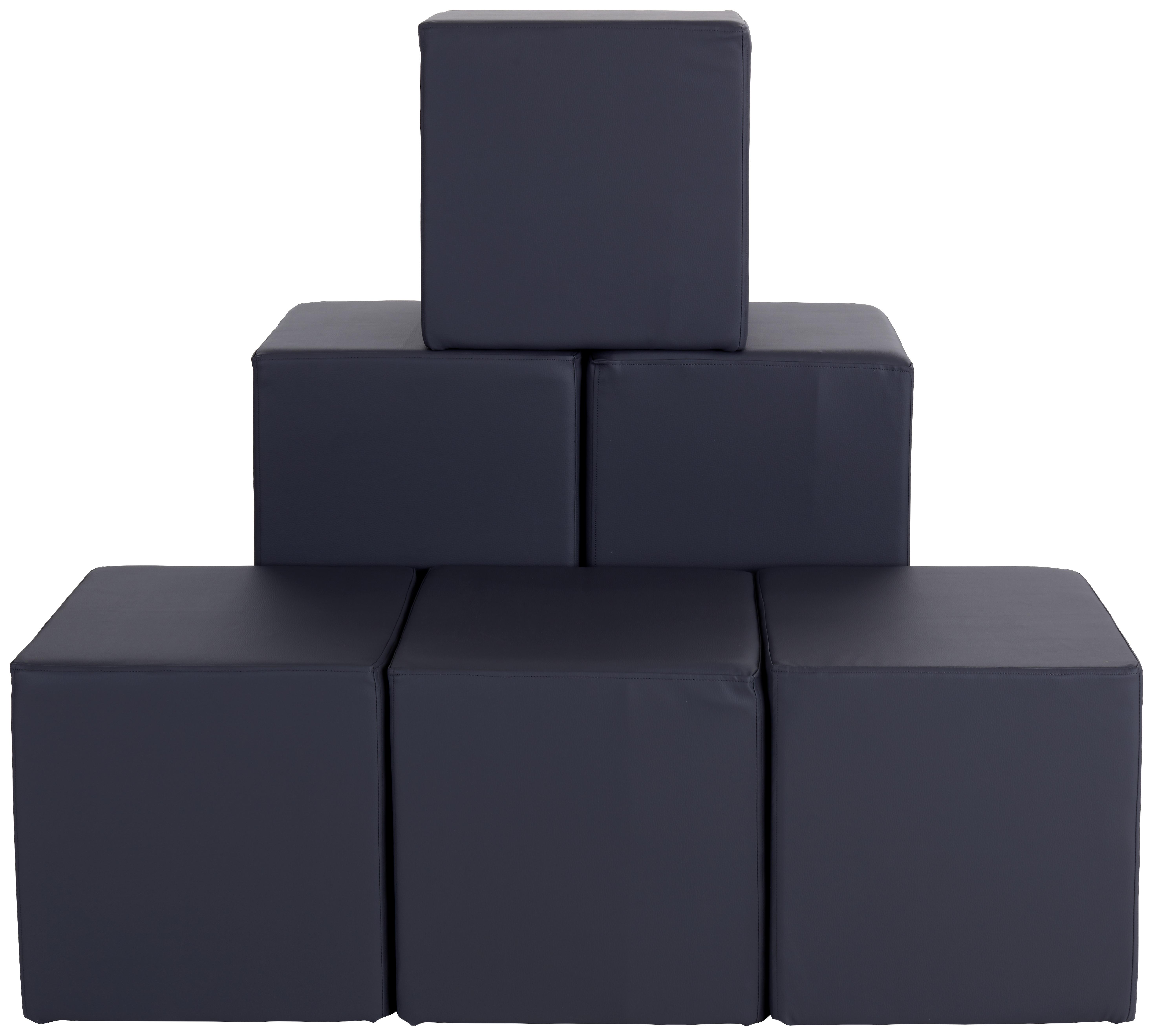 Hocker Betty Lederlook Grau H: 45 cm Würfelförmig - Grau, Basics, Textil (45/45/45cm) - Ondega