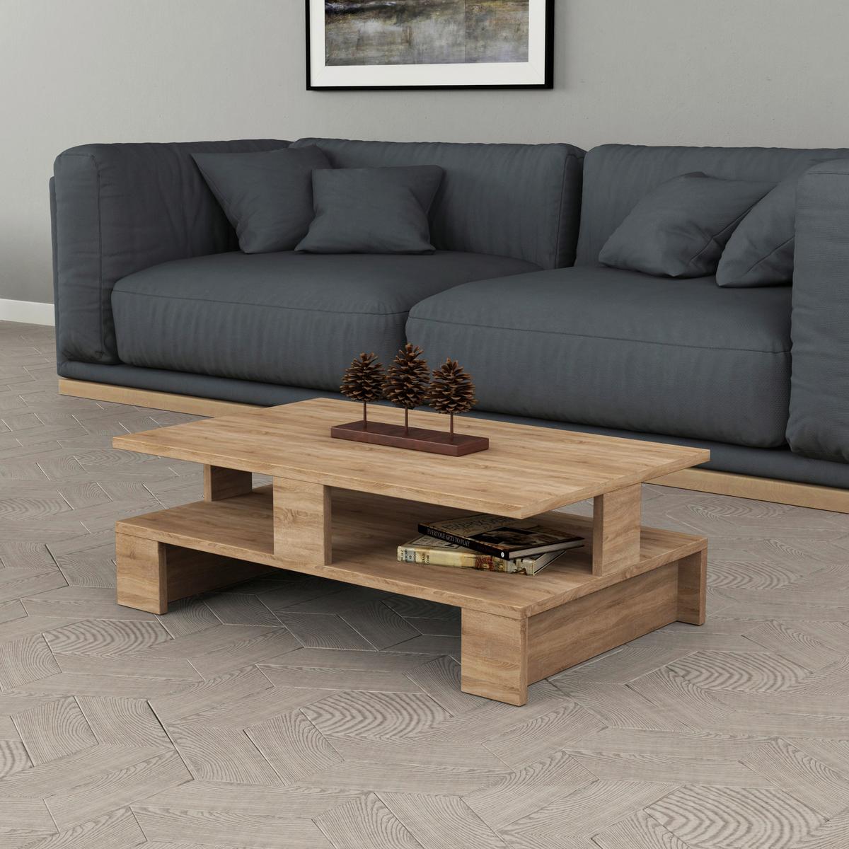 Couchtisch Mansu Couchtisch - Eichefarben, Design, Holzwerkstoff (80/50/28cm) - Livetastic