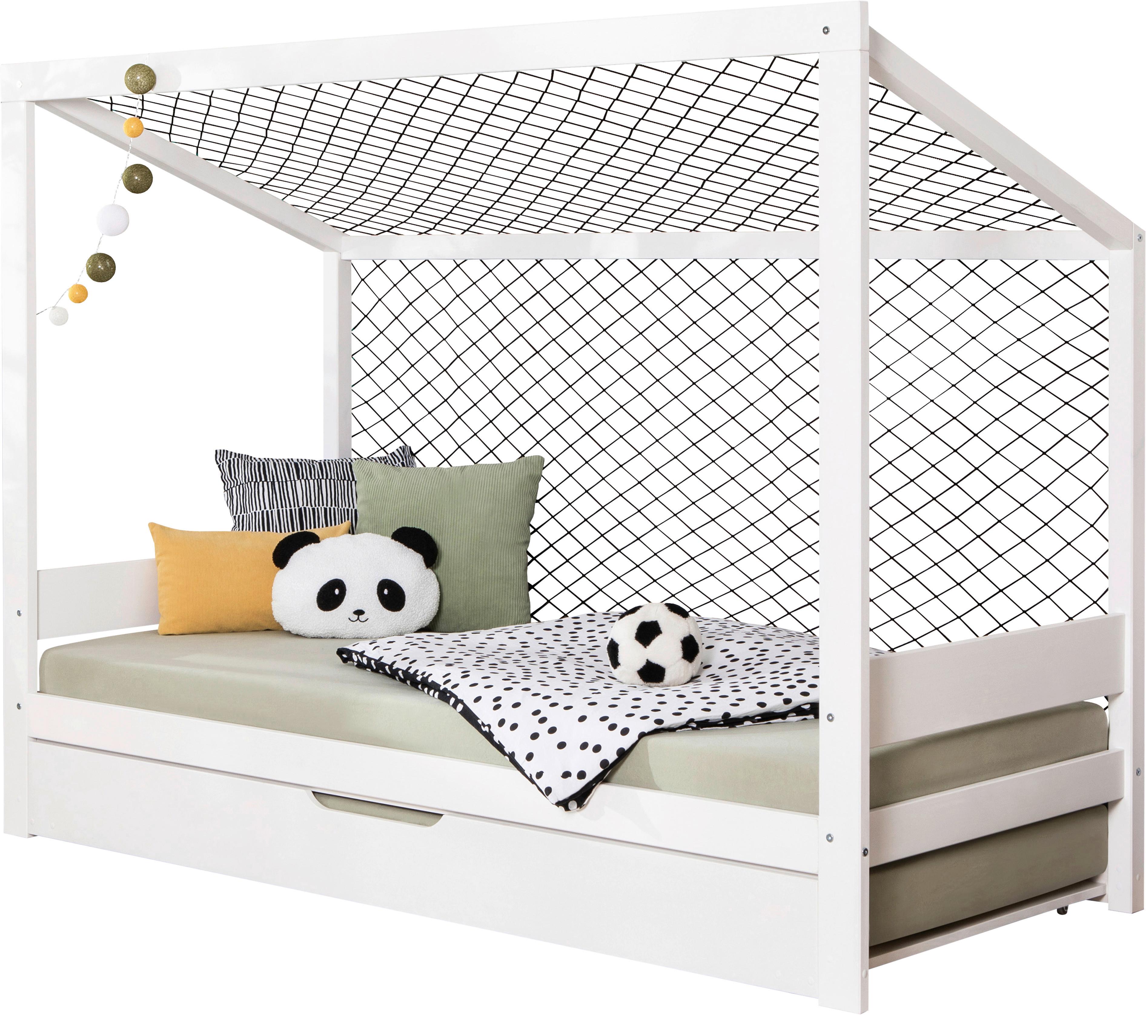 Bodenbett mit Bettkasten 90x200 cm Weiß