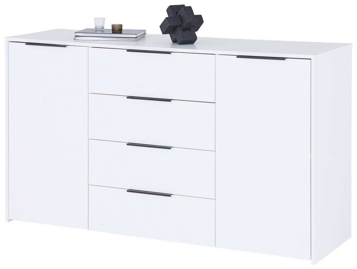 KOMODA ALAN 5 - bílá/černá, Moderní, kompozitní dřevo (161/93,4/50cm) - Luca Bessoni
