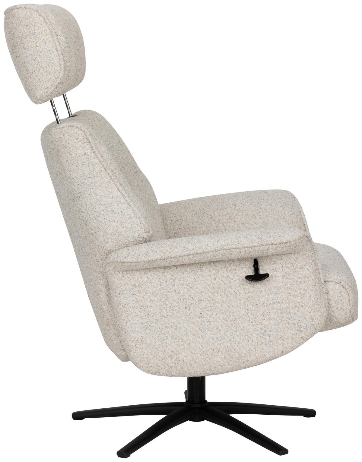 Relaxsesselset Mellow Beige B: 77 cm - Creme/Schwarz, Design, Holz/Textil (77/108/81cm) - Livetastic