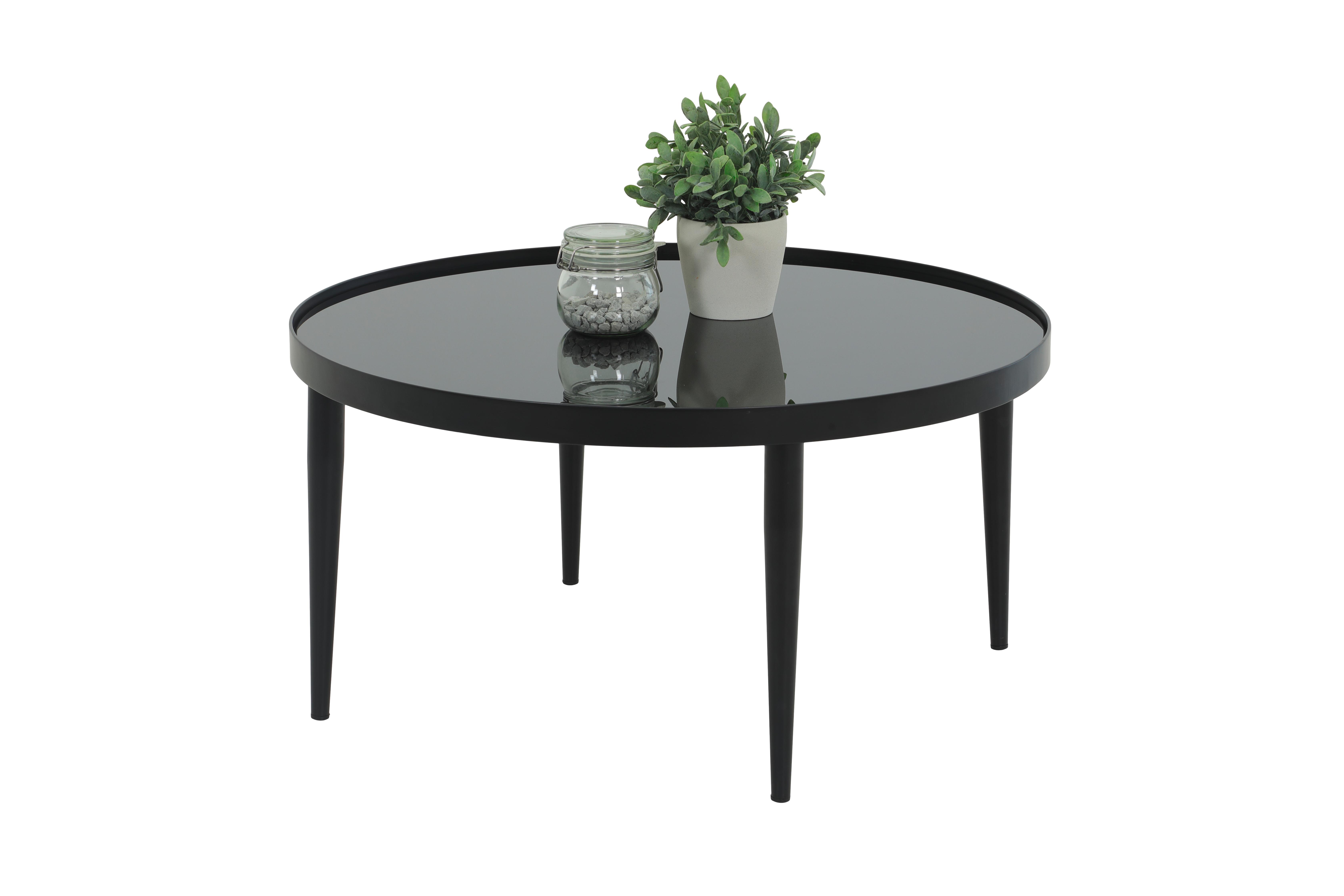 Couchtisch Ron Schwarz L: 80 cm - Schwarz, Design, Glas/Metall (80/80/40cm) - Livetastic